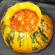 Фаршированная тыква запеченная в духовке с гречкой и мясом шаг 4