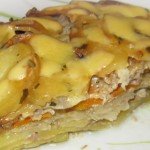 Слоеная запеканка из картофеля и кольраби