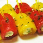 Рулетики из печеного перца с сырным кремом