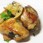 Курица, запеченная с лимоном и белым вином