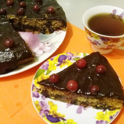 Заливной постный вишневый пирог - рецепт с фото