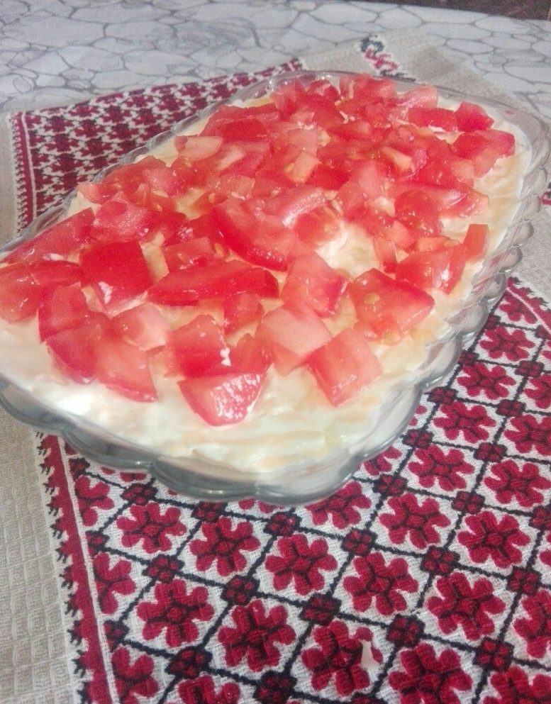 Крабовичек с чесночной заправкой