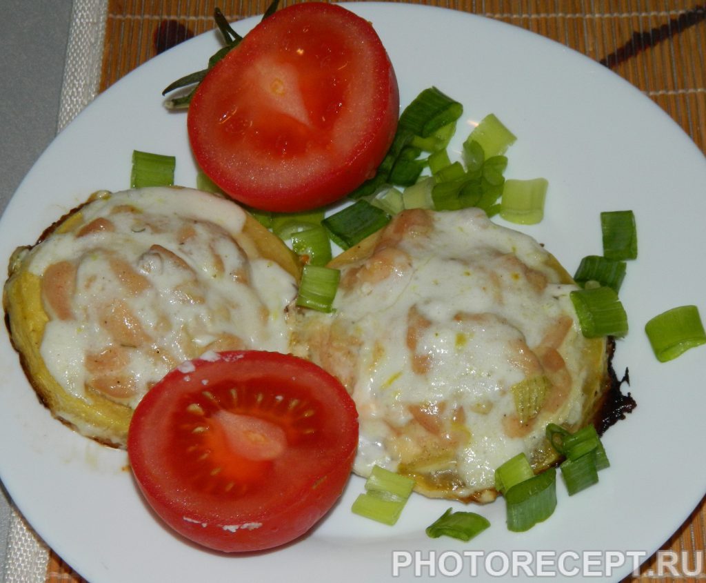Запеченные фаршированные кабачки с куриным филе