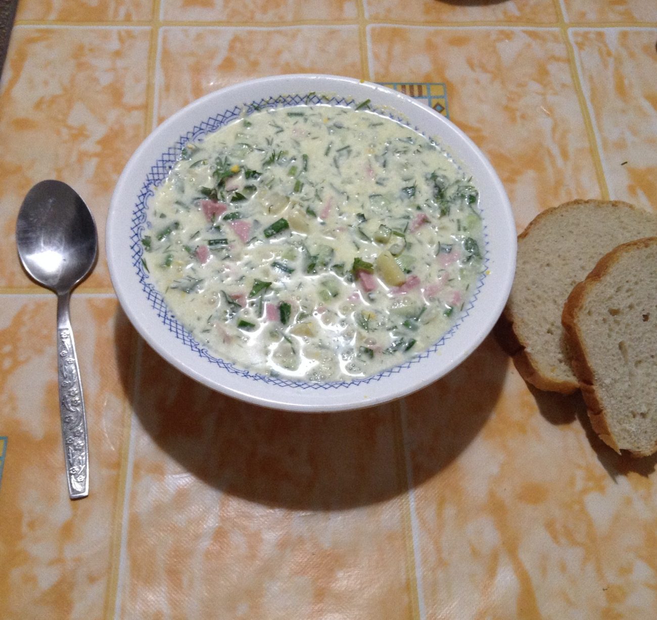 Окрошка на сыворотке, как в ресторане