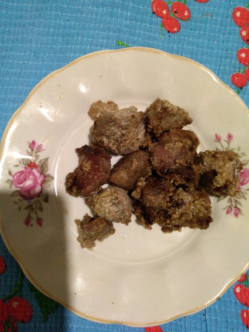 Жареное маринованое мясо козы (козлика)
