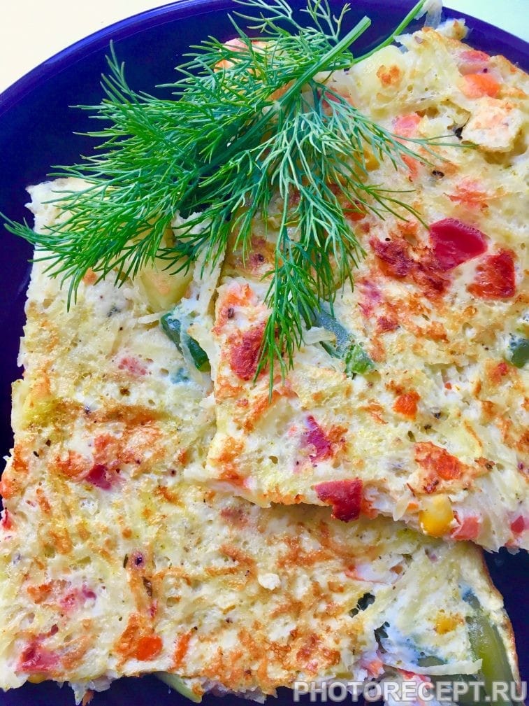 Картофельная супер-запеканка с овощами на сковороде