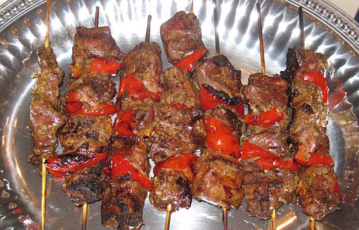 Шашлык из печени со сладким перцем