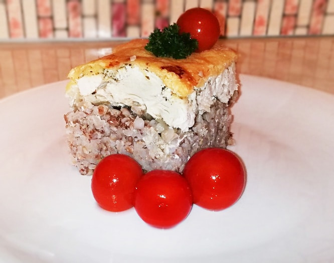 Запеканка с гречкой и курицей