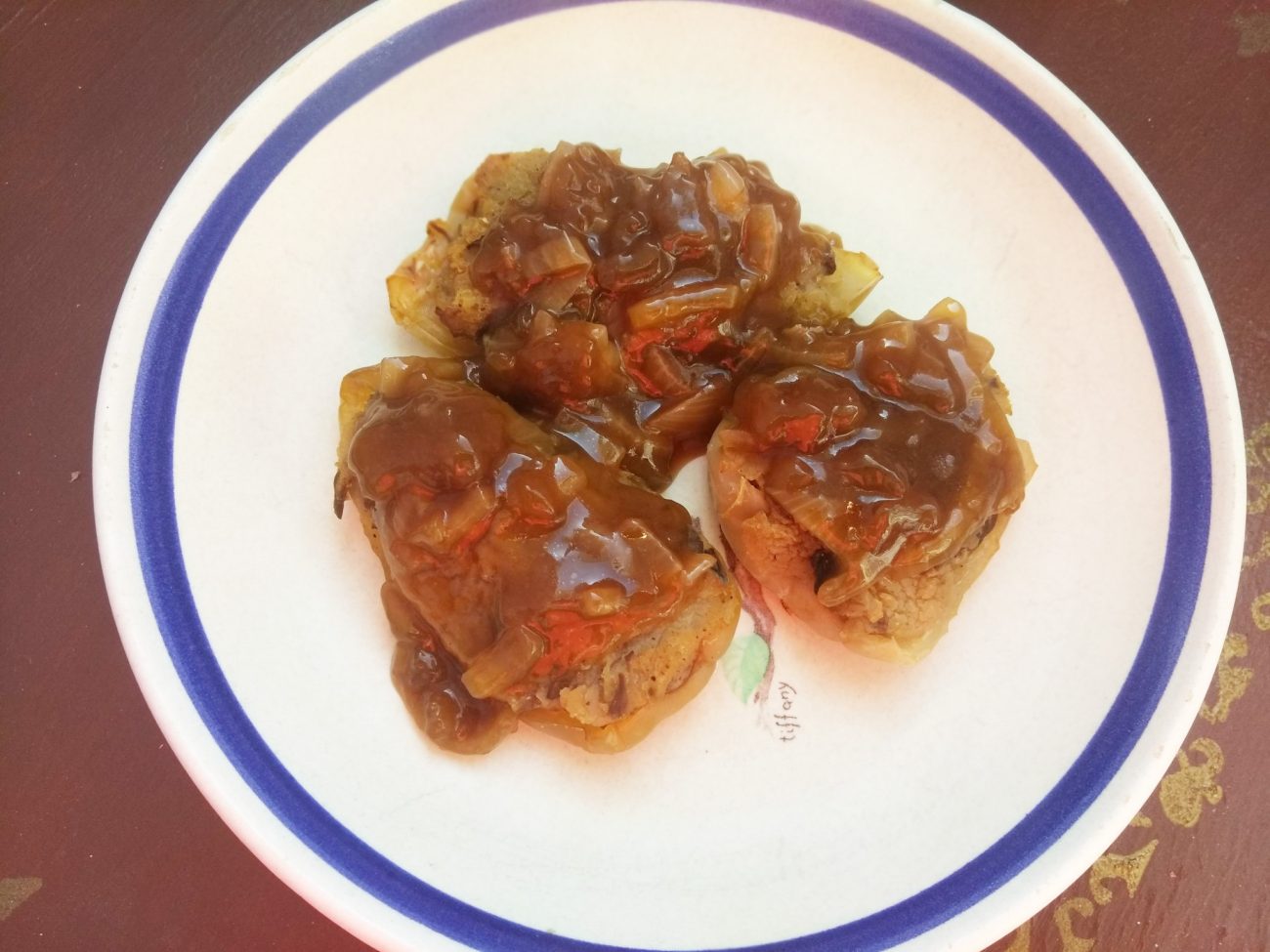 Перец болгарский, фаршированный картошкой и лесными грибами