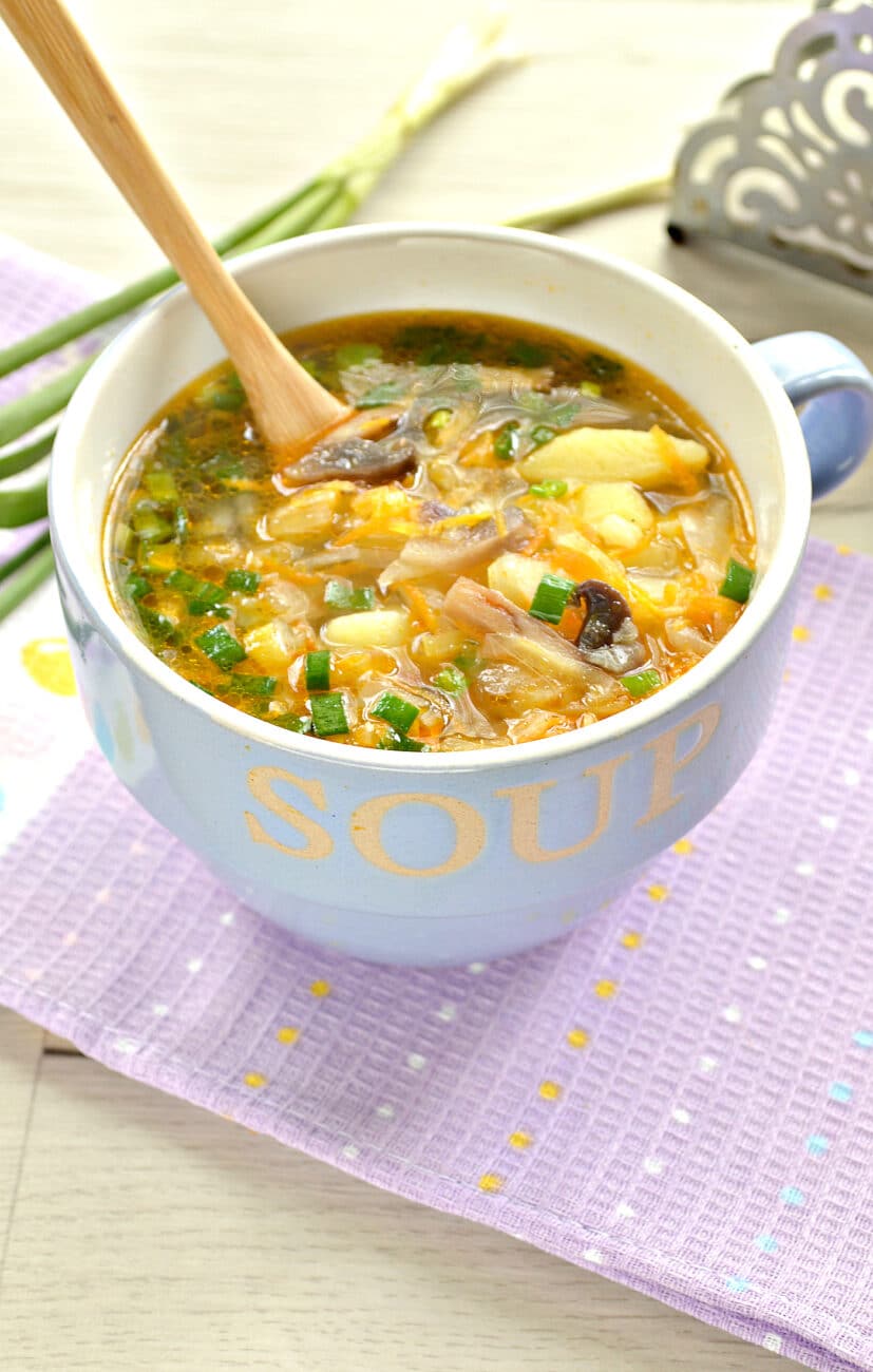 Щи с грибами и курицей