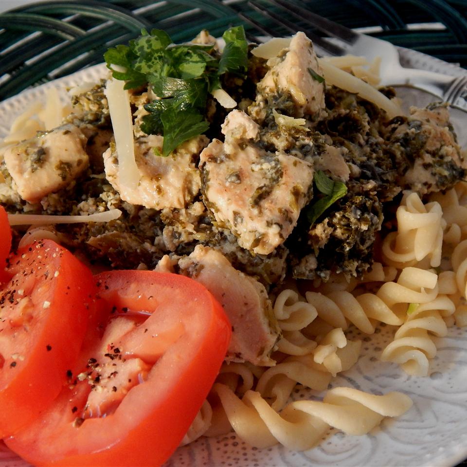 Тушеная курица и капуста сливках с сыром