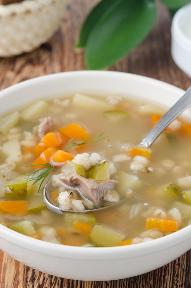 Рассольник с перловкой