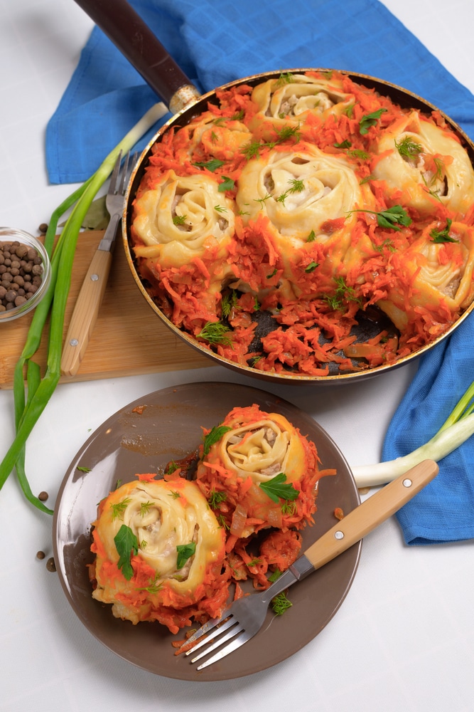 Манты-розочки с овощами