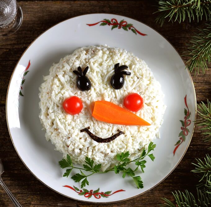 Мясной салат «Снеговик»