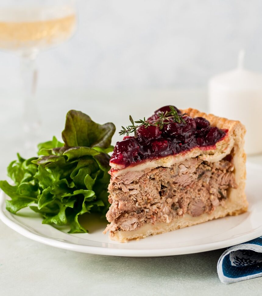 Мясной пирог с клюквенным соусом