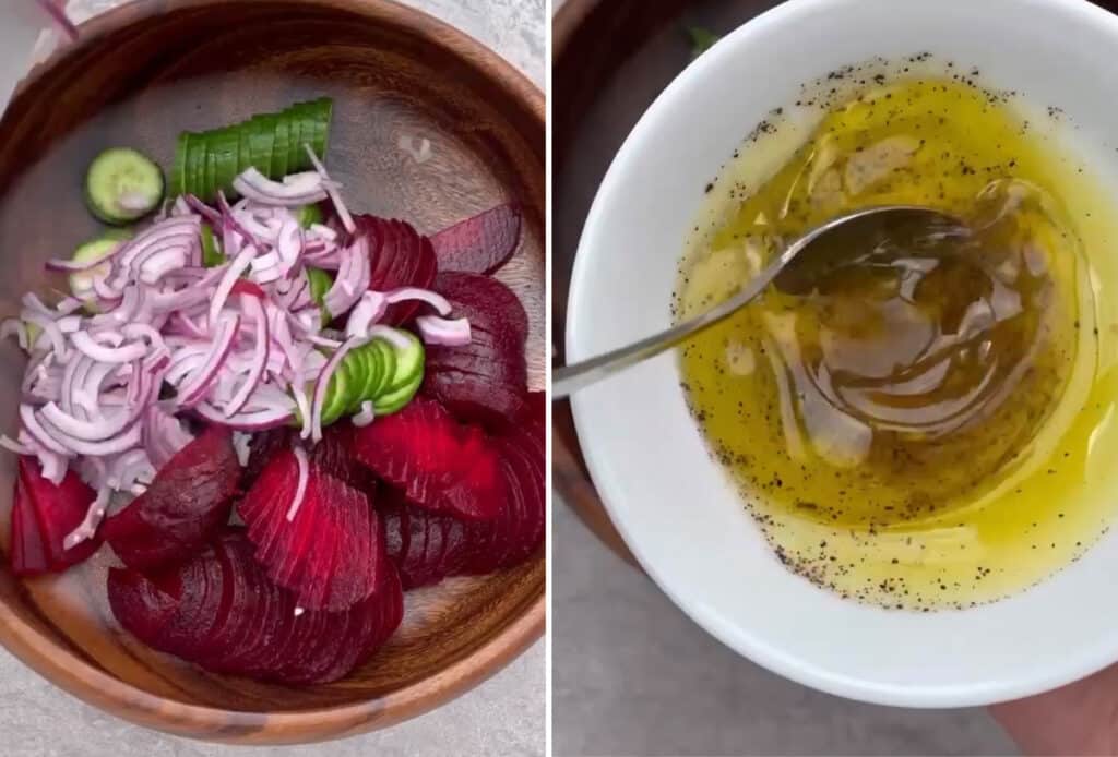 Фото рецепта - Салат из свеклы с огурцами и зеленью - шаг 1
