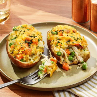 Фаршированный запеченный картофель с курицей и овощами - рецепт с фото